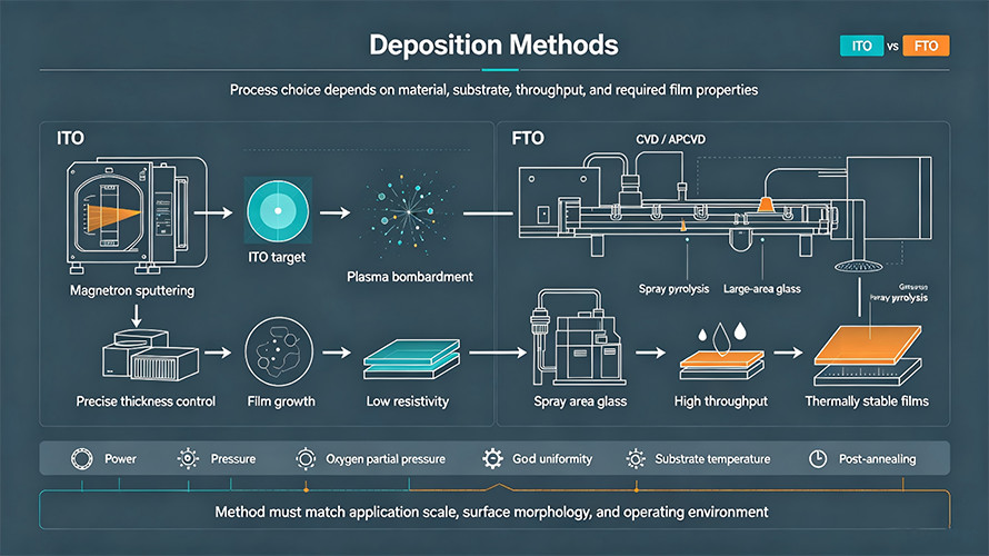Differences in Deposition Methods and Processes ITO vs. FTO